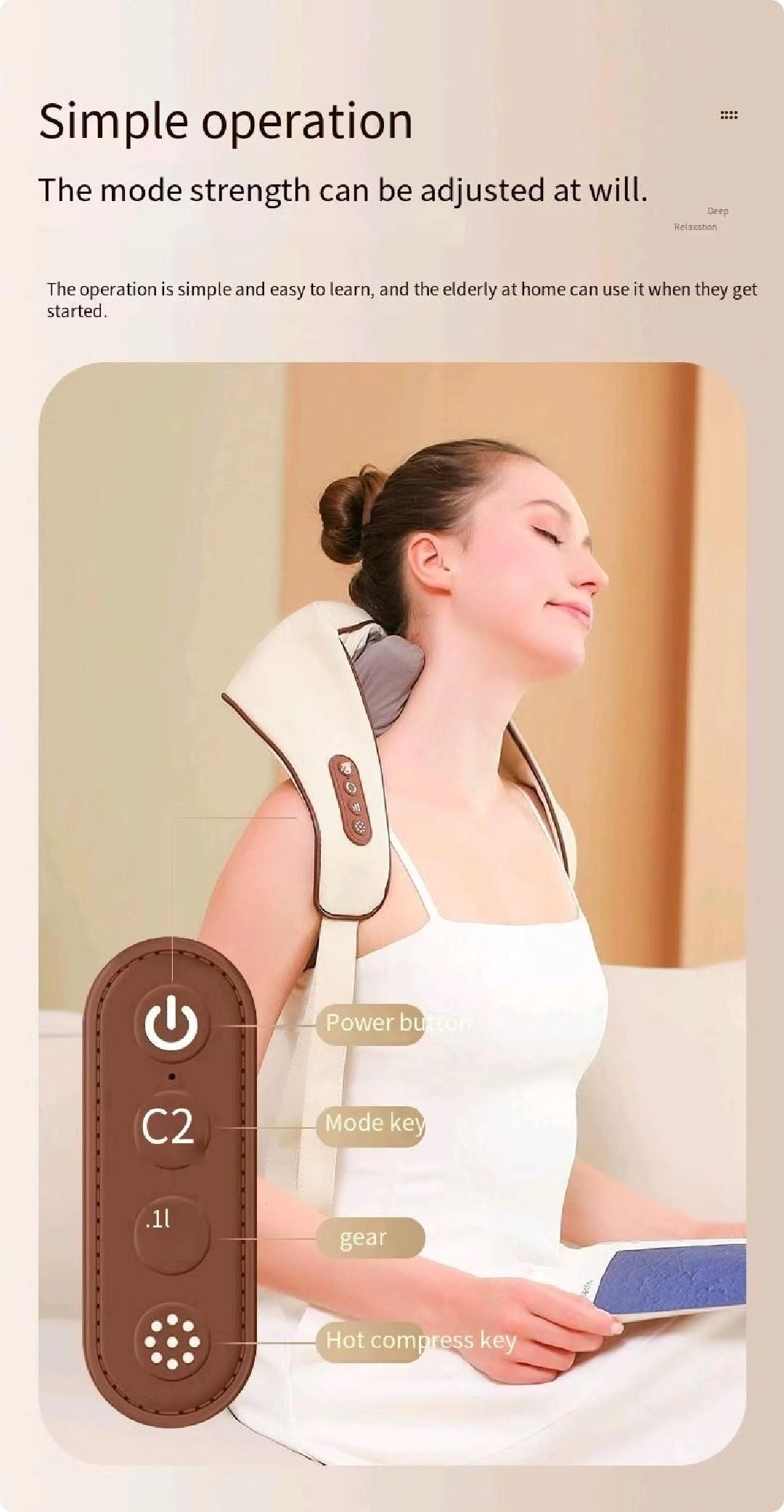 Nacken- und Schultermassagegerät, Wärmetherapie, Nacken, Rücken, kabellos, Knoten, Trapezmuskel-Nackenmassagegerät |