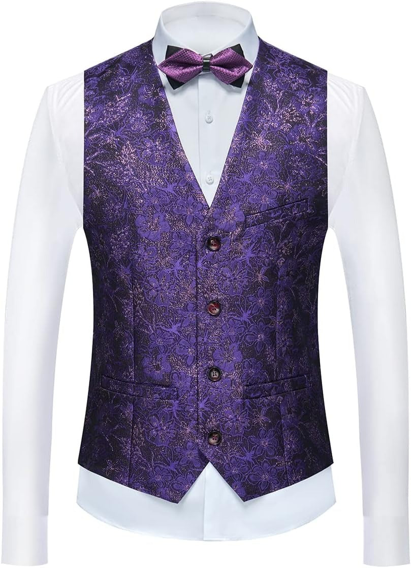 Herren 3-teiliges Smoking-Set mit Blumenmuster, hochwertige Blazerweste und Hose, 3-teiliges Set für Hochzeiten, Partys und festliche Anlässe | 802