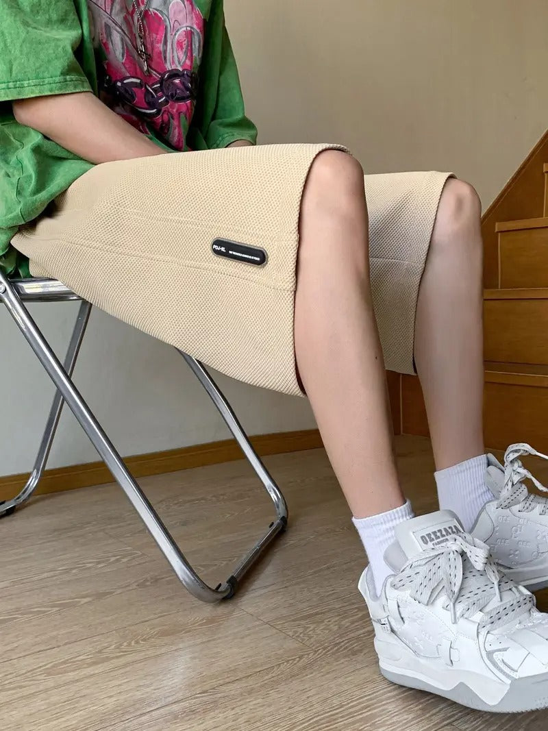 Leichte Lounge-Shorts aus Waffelstrick für Herren – Locker sitzende, schnelltrocknende Sportshorts mit Kordelzug in der Taille für den Sommer | DK34