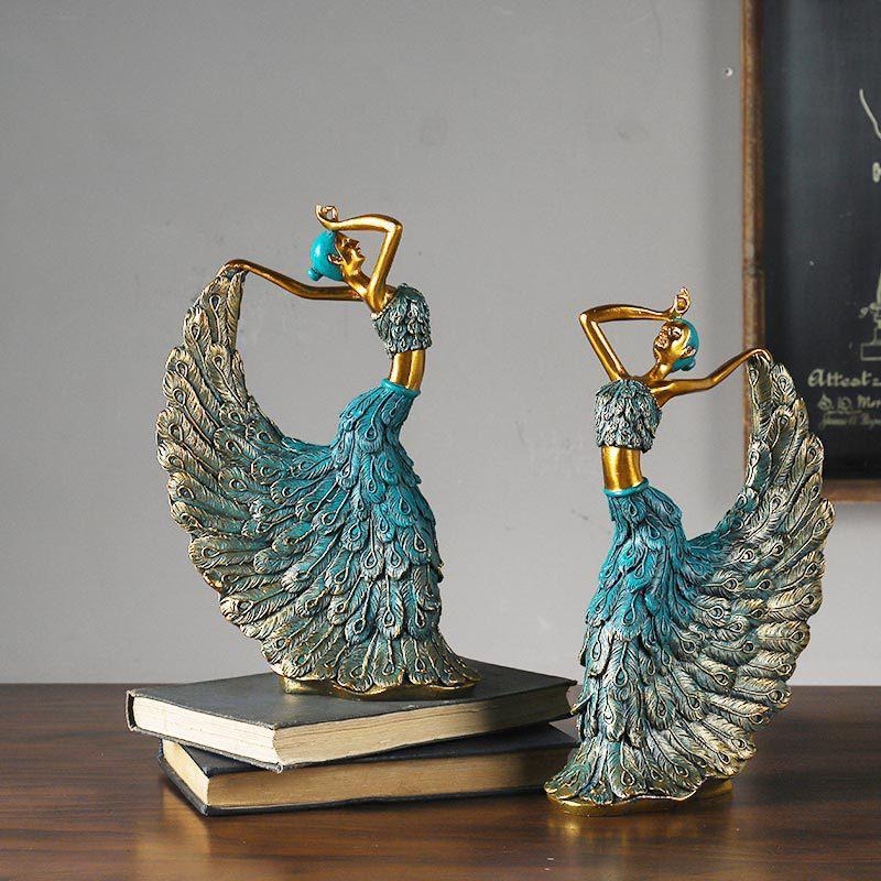 Elegante Statue aus Kunstharz in Form einer Pfauentänzerin, Dekoration mit klassischem Musikthema für drinnen und draußen, Weihnachten, Thanksgiving und Valentinstag | RRW016