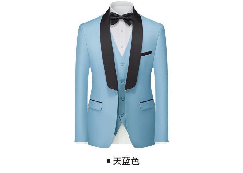 Herren Premium Anzug Casual Regular Smart Fit 3-teiliger Smoking für Abschlussbälle, Schalkragen, Hochzeitsfeier, Trauzeugenanzüge (Blazer + Weste + Hose) | 601