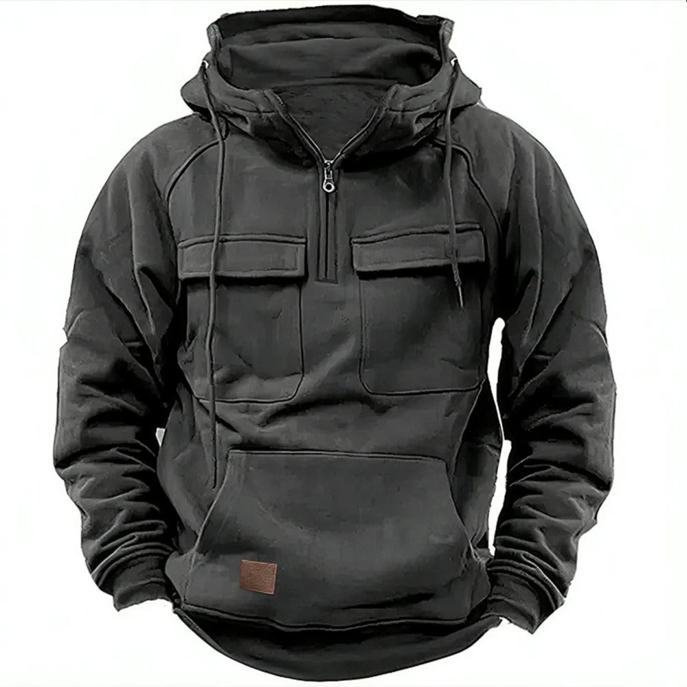 Herren Retro Kapuzenpullover Einfarbig Langarm Hoodie für Herbst & Winter | AL74
