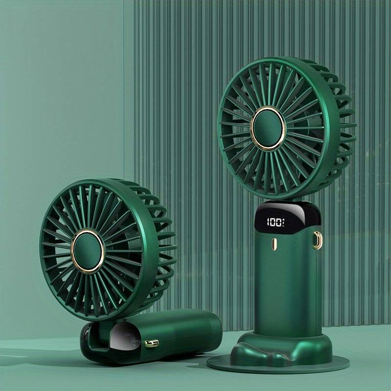 Tragbarer Mini-Ventilator, Handventilator, wiederaufladbar über USB mit 5 Geschwindigkeiten, 90° faltbarer Mini-Ventilator mit LED-Anzeige, Mini-Ventilator für den Außenbereich im Büro | S12