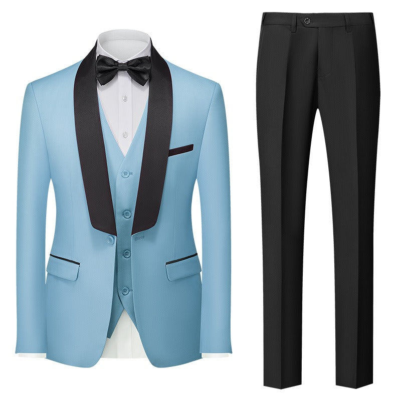 Herren Premium Anzug Casual Regular Smart Fit 3-teiliger Smoking für Abschlussbälle, Schalkragen, Hochzeitsfeier, Trauzeugenanzüge (Blazer + Weste + Hose) | 601