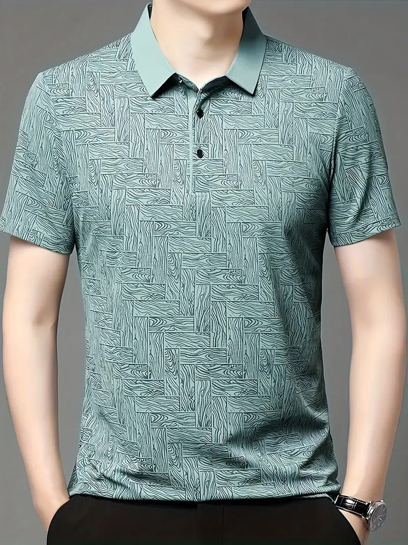 Leichtes Sommer-Golfhemd für Herren, lässiges Button-Up-Kurzarmhemd | Q135