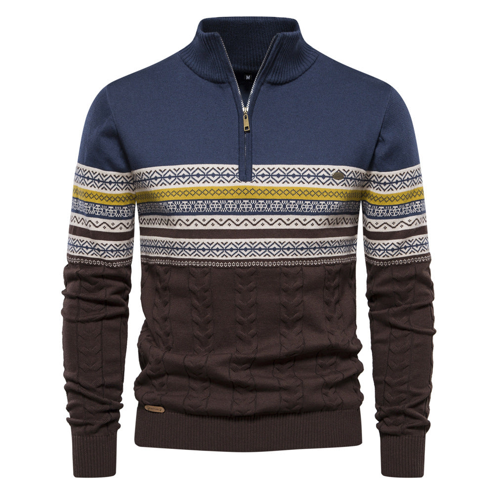 Warmer Winterpullover aus Baumwolle für Herren mit ethnischen Mustern, lässiger Pullover | M316