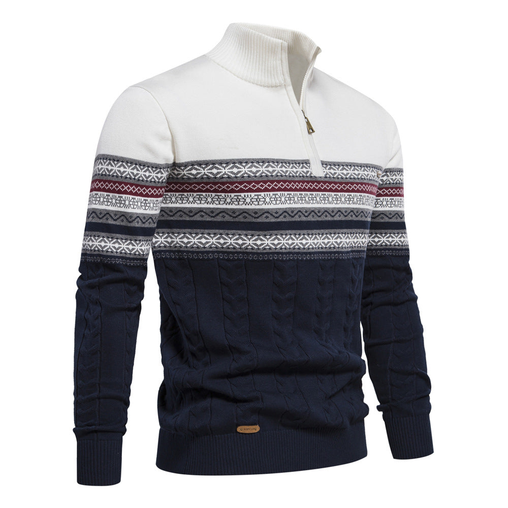 Warmer Winterpullover aus Baumwolle für Herren mit ethnischen Mustern, lässiger Pullover | M316
