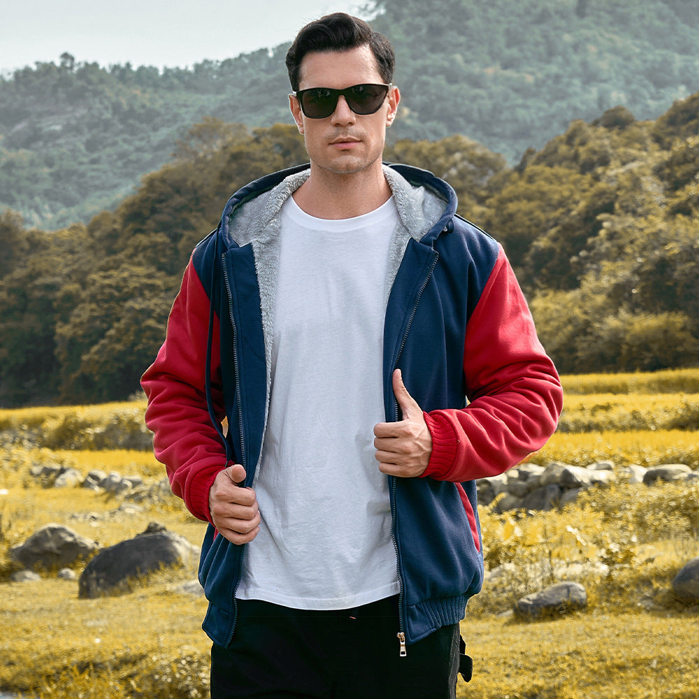 Herren Fleece Hoodie mit Reißverschluss Langarm Jacken Lässiger Kapuzenpullover | W02O
