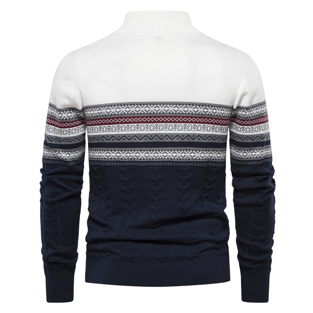Warmer Winterpullover aus Baumwolle für Herren mit ethnischen Mustern, lässiger Pullover | M316