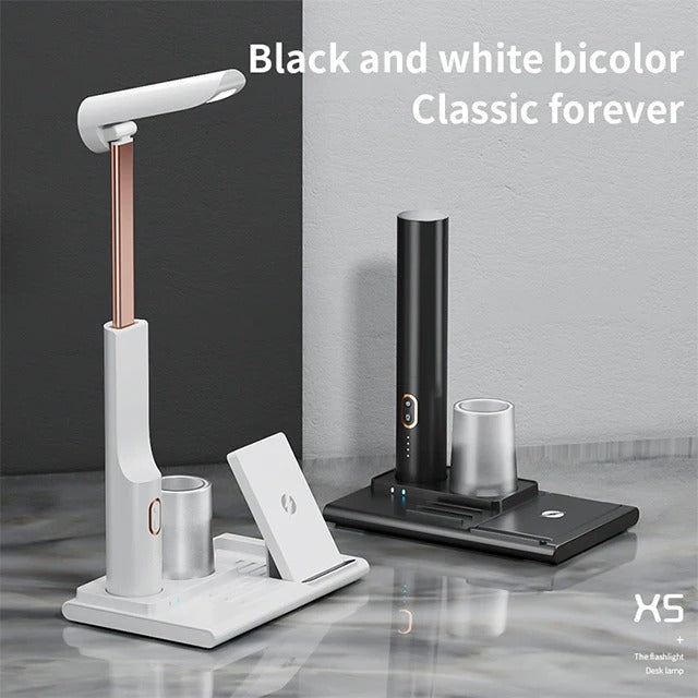Neu Drahtlose Ladegerät Schreibtisch Lampe mit Stift Halter Multifunktionale Beleuchtung & Lade