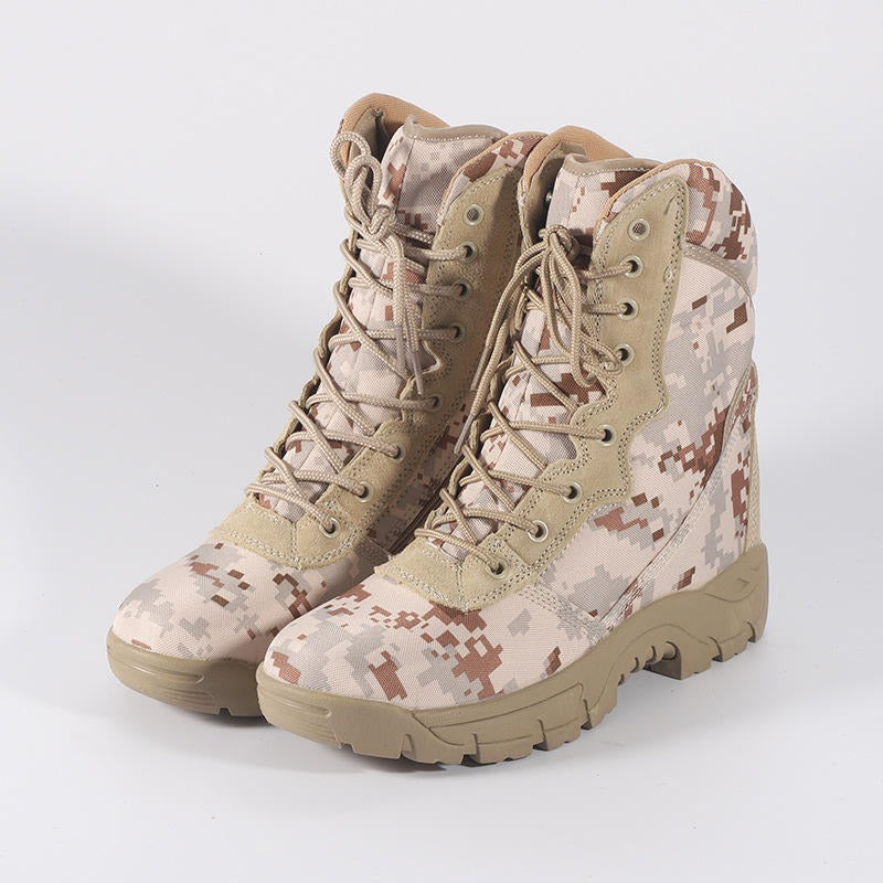 Herren Militärische Taktische Stiefel High-Top Army Camouflage Kampf Wanderschuhe mit seitlichem Reißverschluss | 101