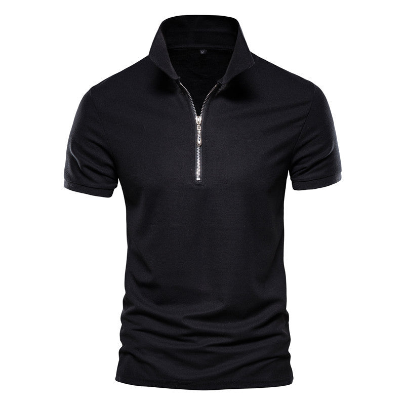 Herrenmode, lässig, einfarbig, kurzärmelig, hochwertiges, schmales Polo-T-Shirt | PL05