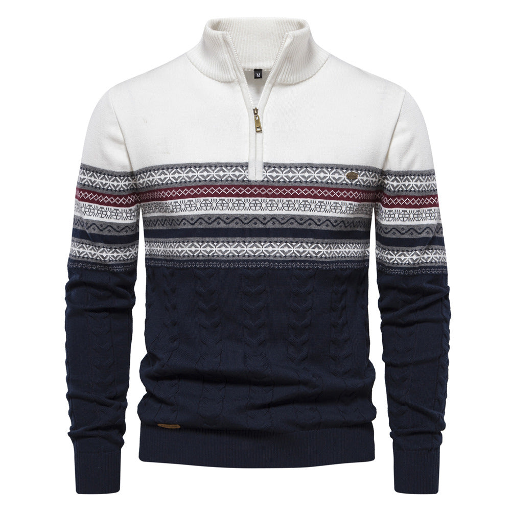 Warmer Winterpullover aus Baumwolle für Herren mit ethnischen Mustern, lässiger Pullover | M316