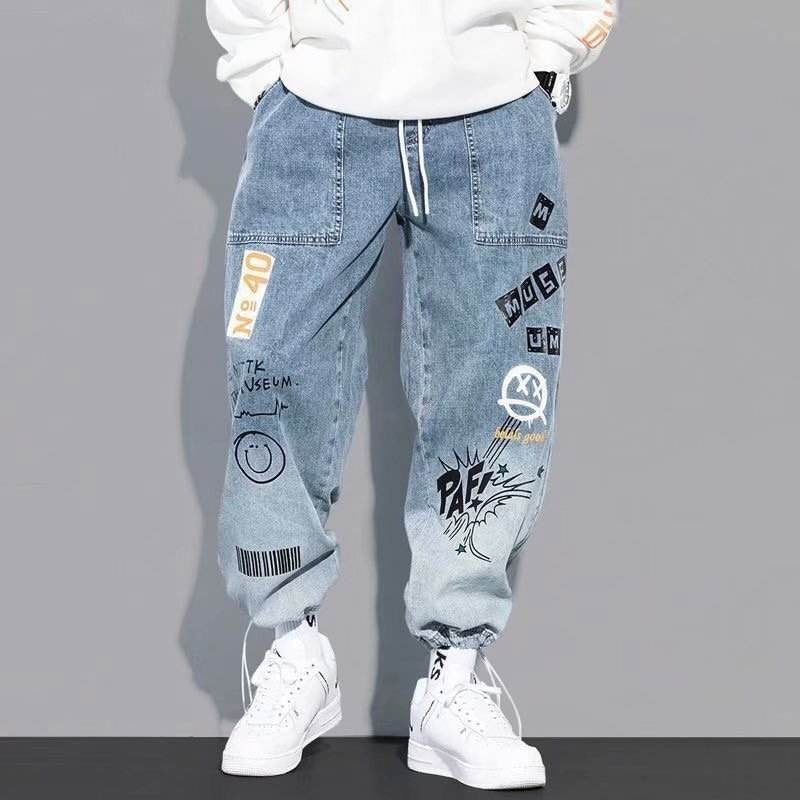 Neue Toon Design Jeanshose für Herren, bedruckt, lässig, locker, modisch, Cargo-Jeans | K5266