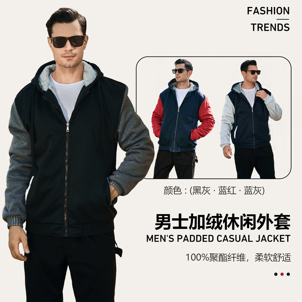 Herren Fleece Hoodie mit Reißverschluss Langarm Jacken Lässiger Kapuzenpullover | W02O