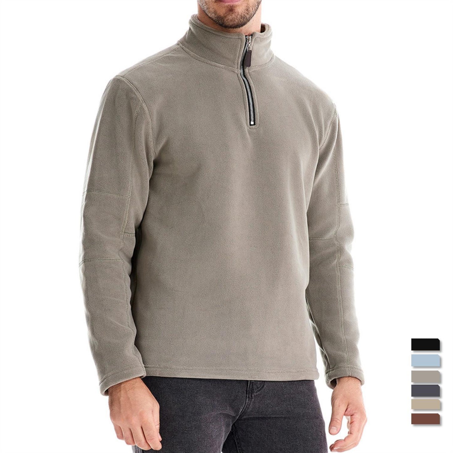 Herren Fleece Pullover Sweatshirts | Herbst-Winter 2025 Europa Mode | Half-Zip Stehkragen Tops | HD08