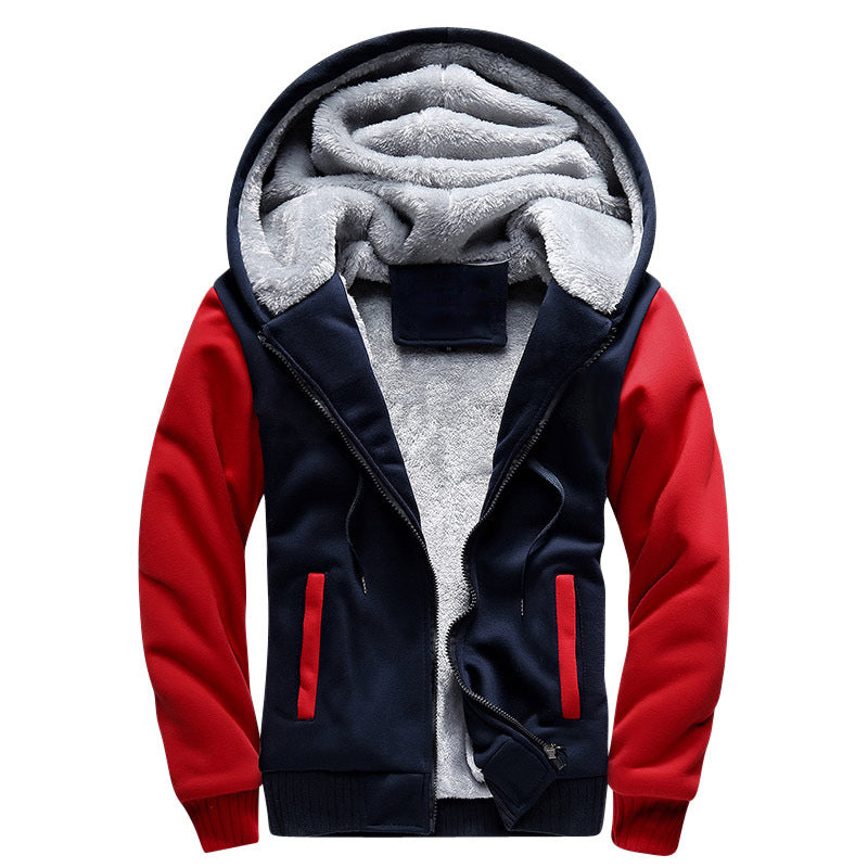 Herren Fleece Hoodie mit Reißverschluss Langarm Jacken Lässiger Kapuzenpullover | W02O
