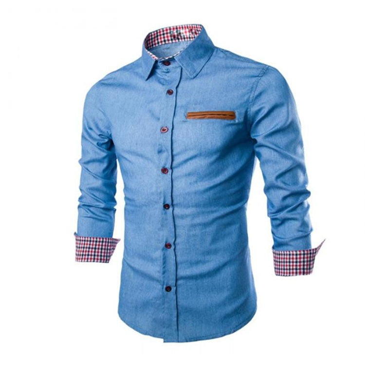Herren Einfarbig Langarmhemd Slim Fit Business Casual Hemden | 1800-NY13