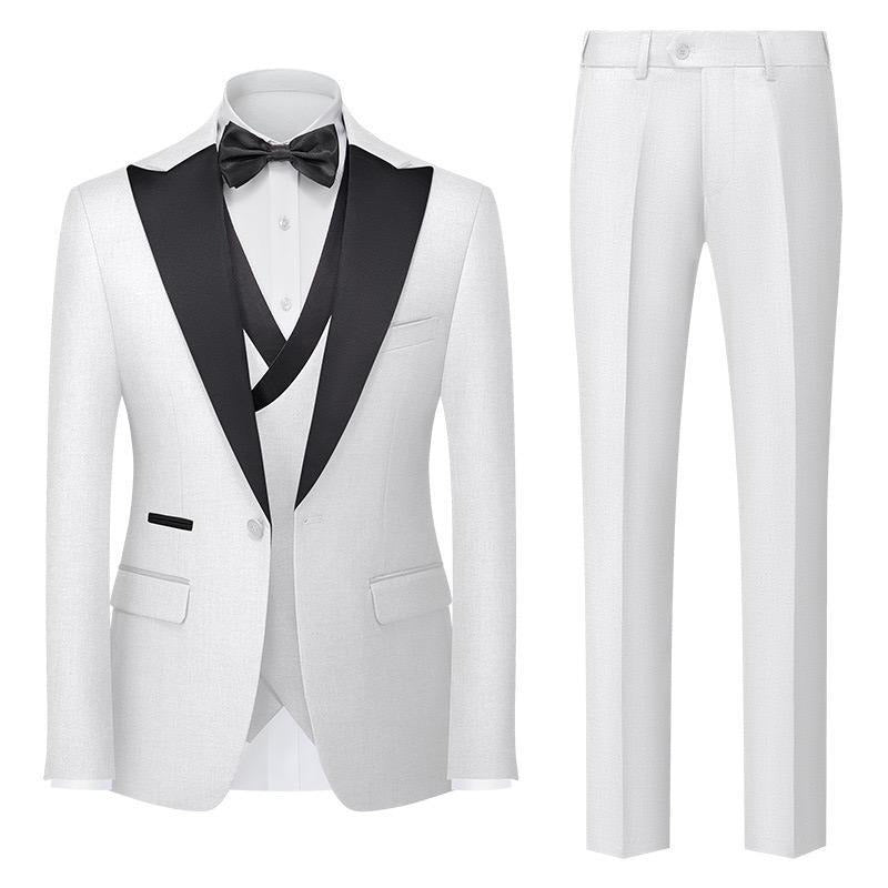3-teiliger Herrenanzug mit Kragen für Hochzeitsfeiern und formelle Smokings, Jacke mit Hose, Weste, Anzug-Sets | 701