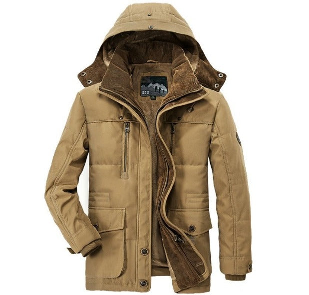 Neue Winterjacke mit dicker, warmer Wattierung aus Baumwolle, Windjacke mit Kapuze, Parka, Übergröße | 13029
