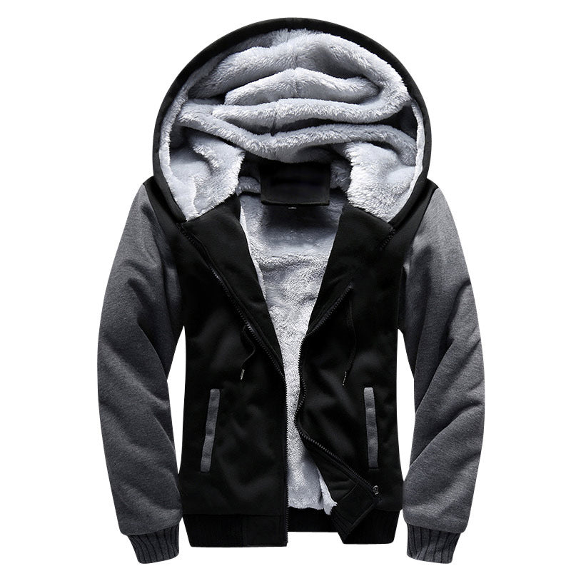 Herren Fleece Hoodie mit Reißverschluss Langarm Jacken Lässiger Kapuzenpullover | W02O