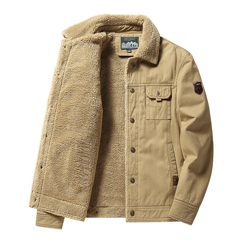 Dicke, warme Militärparkajacke für Herren mit Pelzkragen und Fleecefutter – Winterbombermantel | BK19811