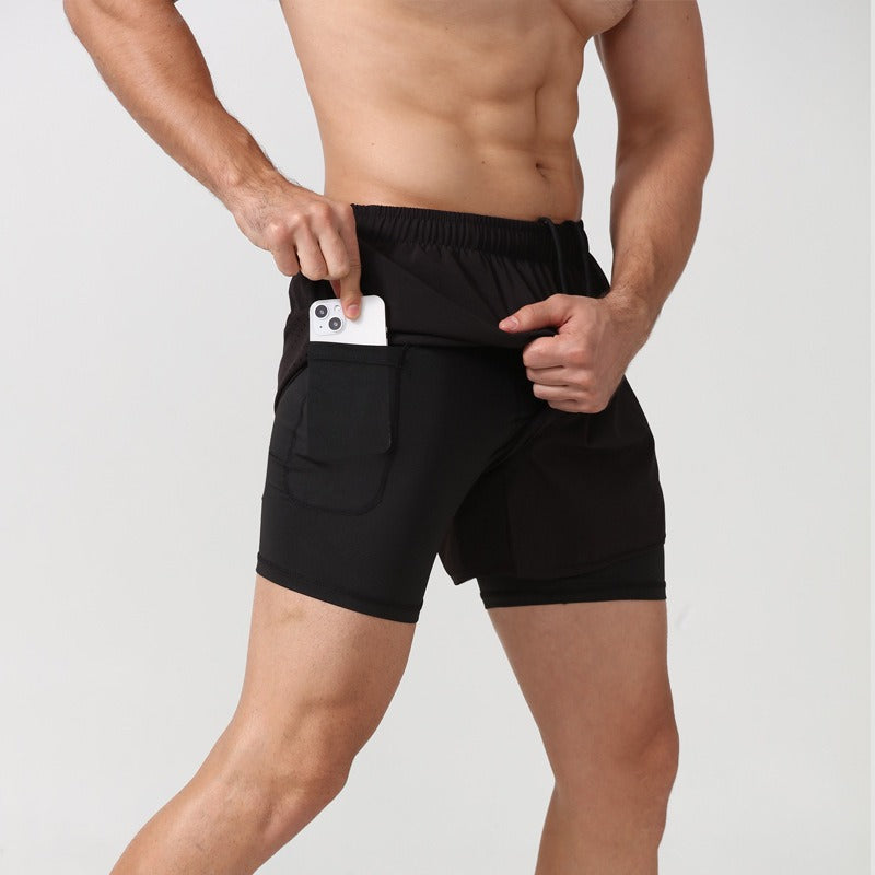 3/4-Laufshorts für Herren – schnelltrocknende, rutschfeste, doppellagige Gym- und Marathon-Shorts | DK22001&WDK22001