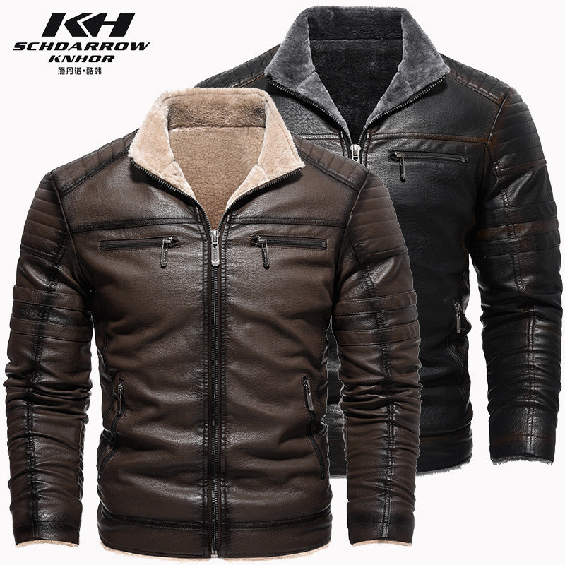 Winterlederjacke aus Europa und den USA, verdicktes Kunstpelz, Plüsch, Wärme, Retro-Simulation, Lederstrukturjacke | KH-209