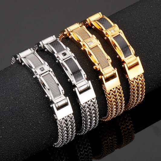 Herren Luxusarmband Diamantakzente, Edelstahlarmband | KB116148-KHY
