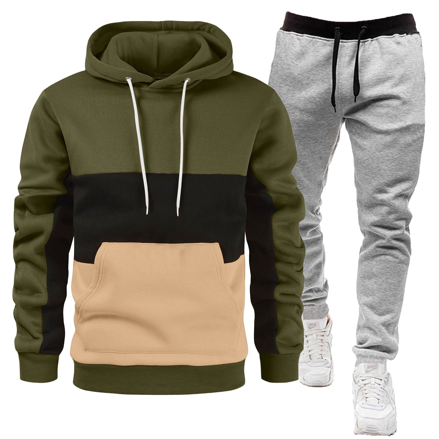 Hochwertiger Herren Freizeitanzug mit Kapuze, warm, vielseitig, 2-teiliger Sportanzug | SY001