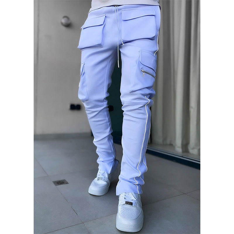 Herren Casual Joggers mit Kordelzug Elastischer Bund Cargohose Hip Hop Jogginghose | CK838