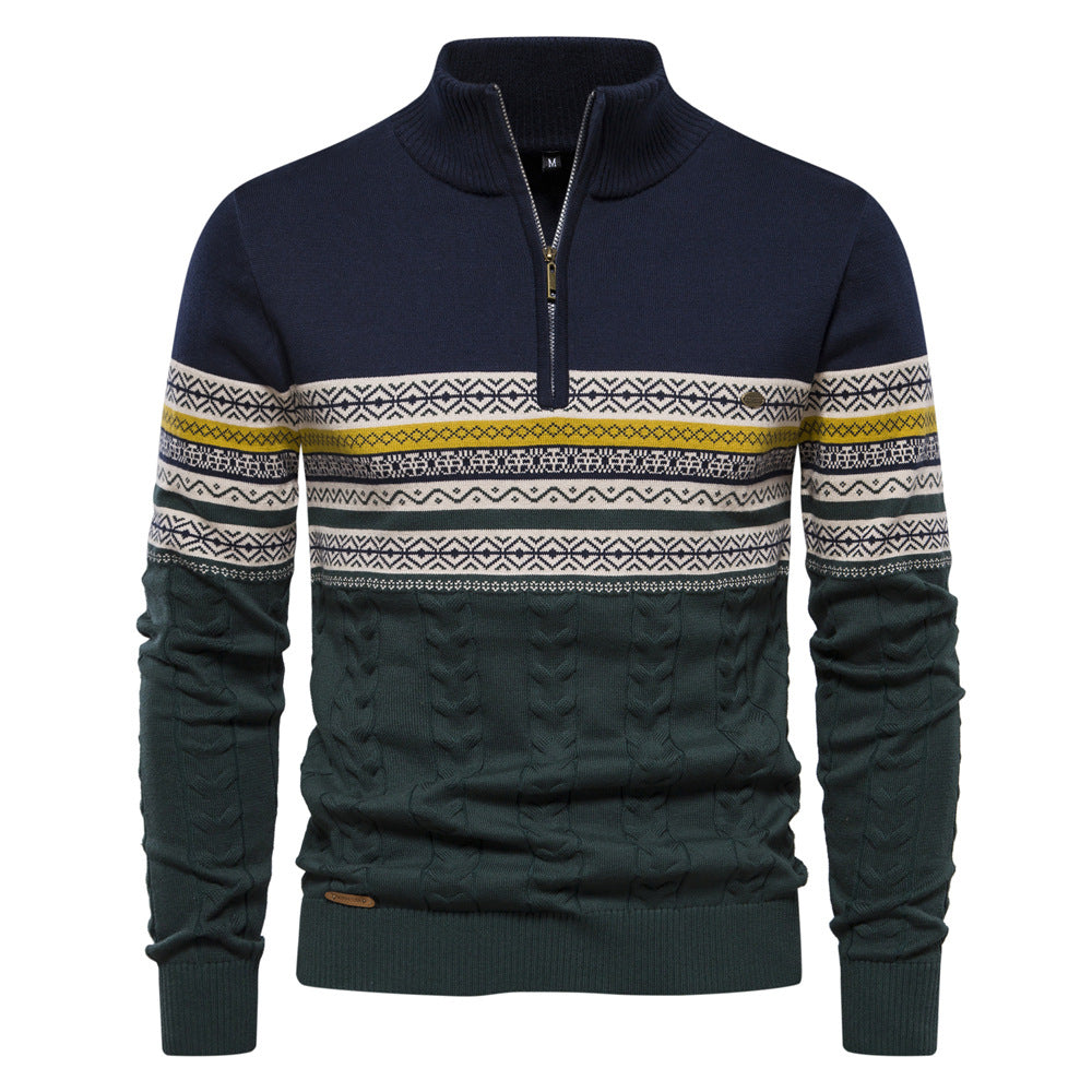 Warmer Winterpullover aus Baumwolle für Herren mit ethnischen Mustern, lässiger Pullover | M316