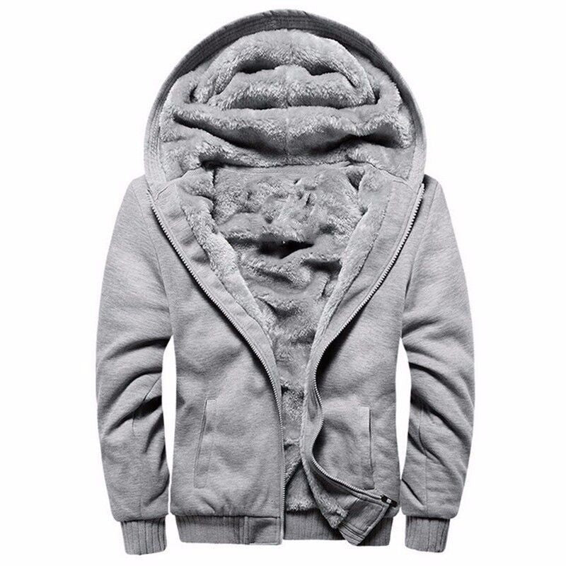 Herren Fleece Hoodie mit Reißverschluss Langarm Jacken Lässiger Kapuzenpullover | W02O