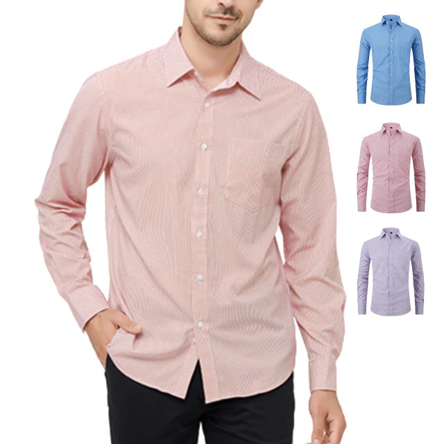 Herrenhemden Langarm Elastisch Falten Formelle Business Camisas Shirts | A7
