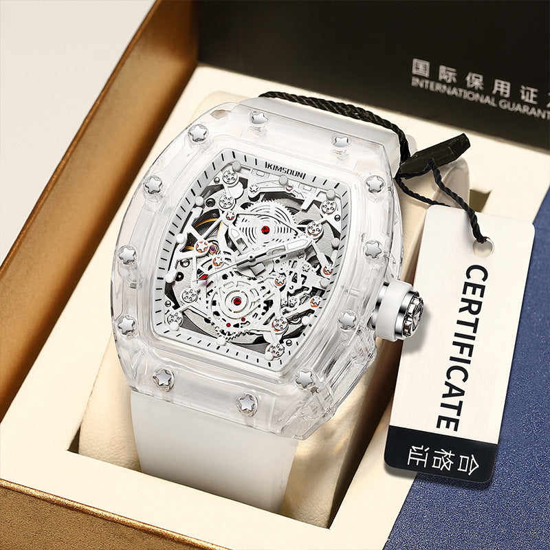 Herrenuhren Luxus Transparente tonnenförmige hohle automatische mechanische Uhr | K-2015A