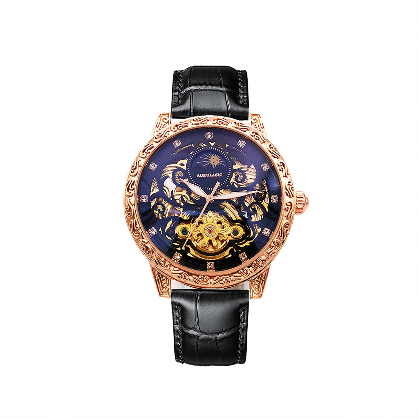 Mechanische Herrenuhren Automatik Wasserdicht Business Armbanduhr Lederuhr | 2120-6