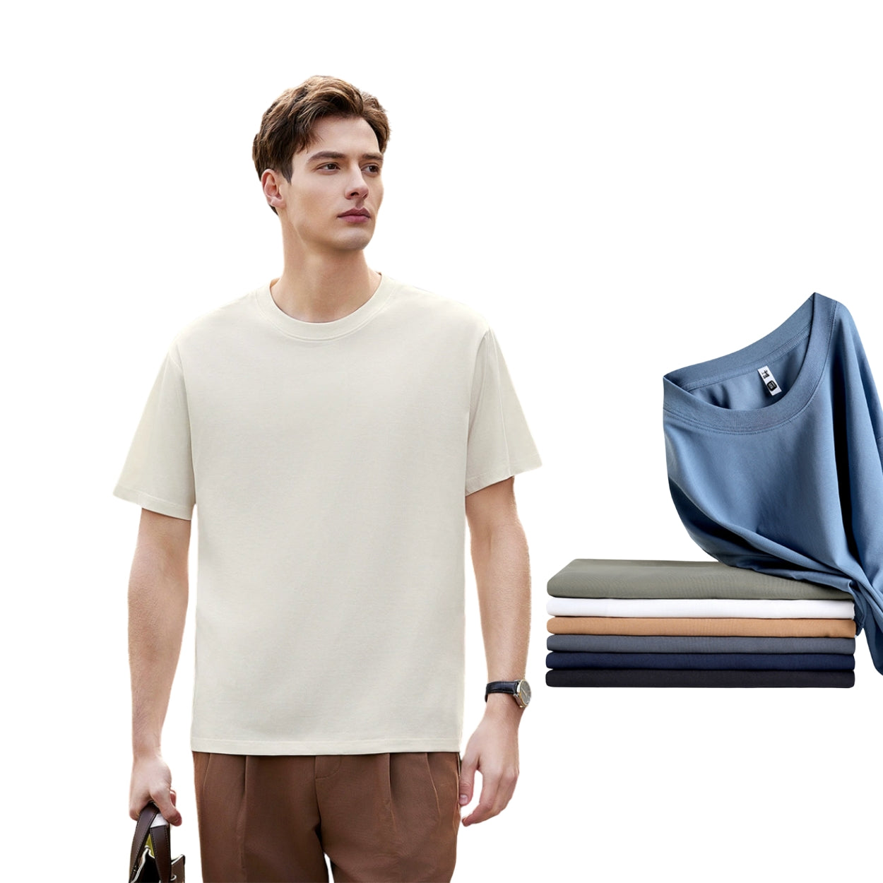 Hochwertiges antibakterielles T-Shirt aus Seide und Baumwolle | Unisex Sommer Kurzarm | Weiches und atmungsaktives T-Shirt mit klassischer Passform | L11-33911