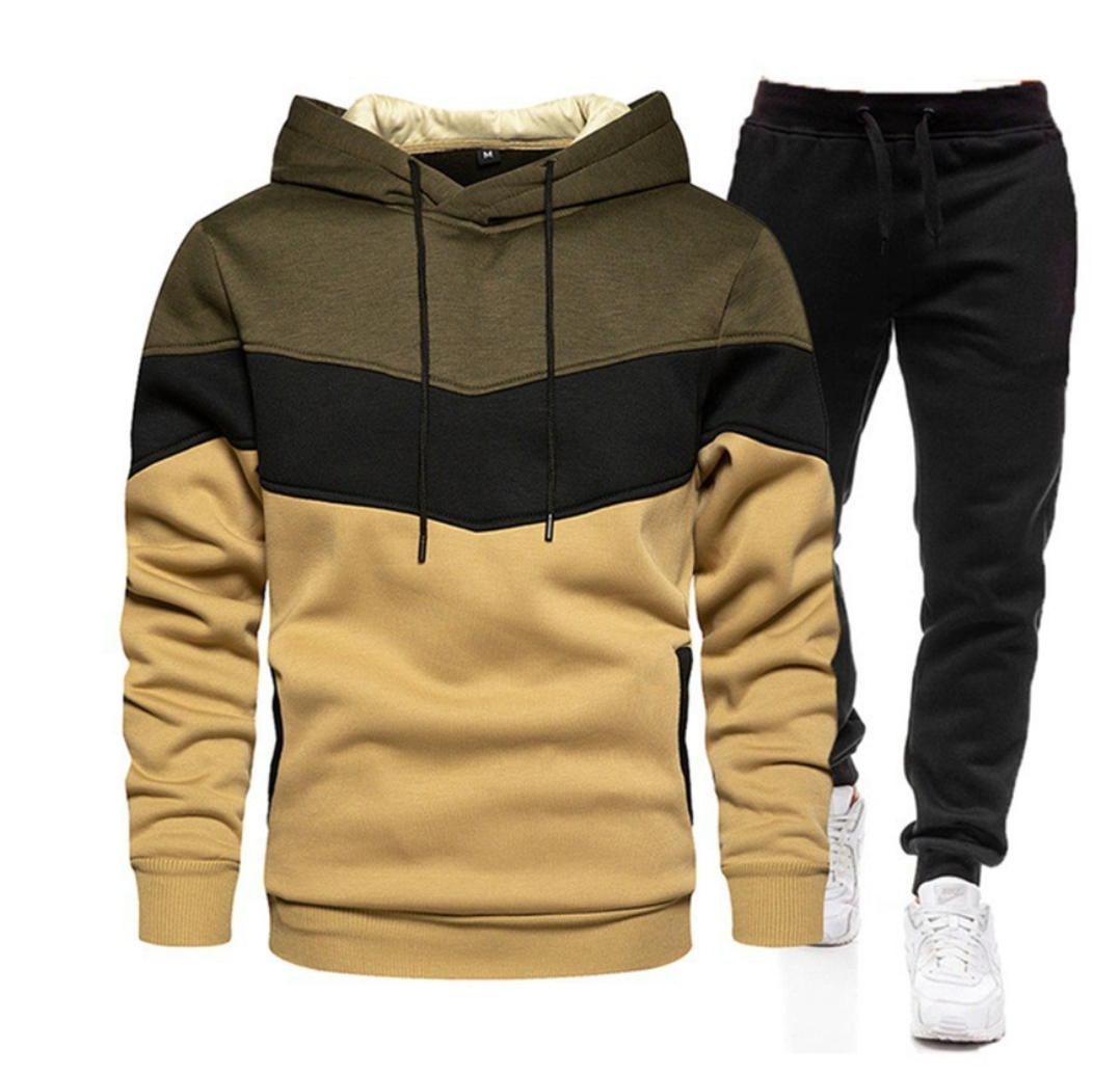 Hochwertige Fitness-Outfits Winter-Trainingsanzug mit Kapuzenpullover und Jogginghose | 003