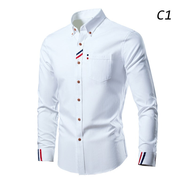 Herren Business Casual Langarmhemd Einfarbig Slim Fit Hemd