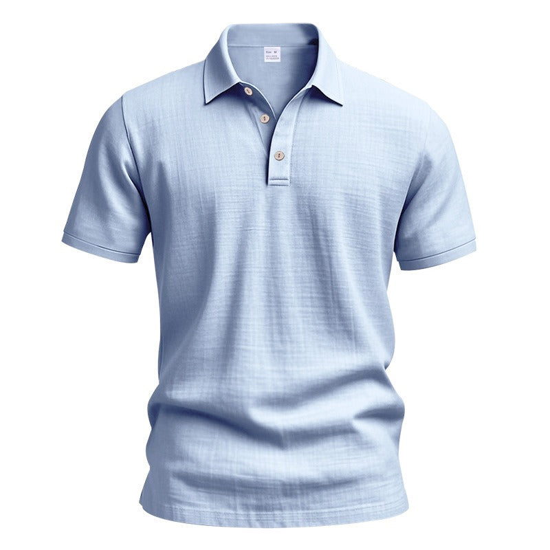 Herren-Poloshirt aus Leinen im britischen Gentleman-Stil, lockere Passform, Sommer, kurze Ärmel | YHBKCS-20