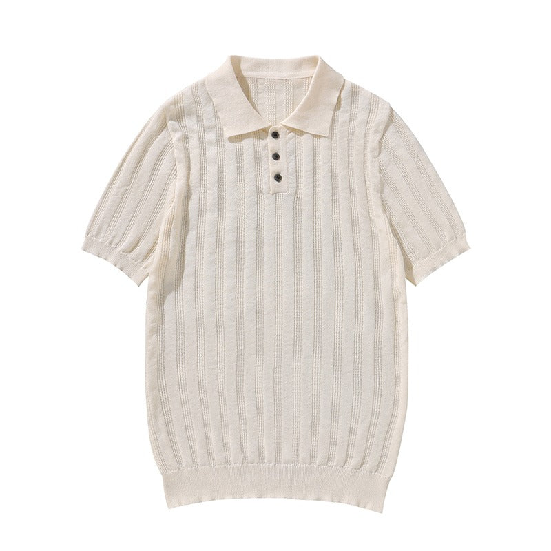 Hochwertiges Sommer-Strick-Kurzarm-Poloshirt für Herren, bequem und atmungsaktiv | POLO1
