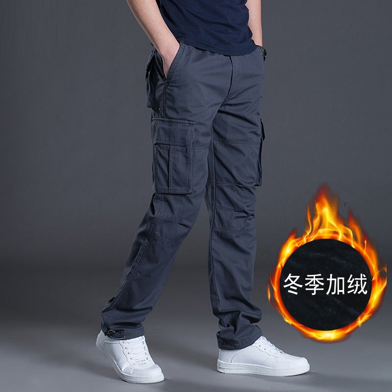 Herren Cargohose Casual Multi Pockets Militär Taktische Lange Hose Outwear Gerade Winterhose | J117
