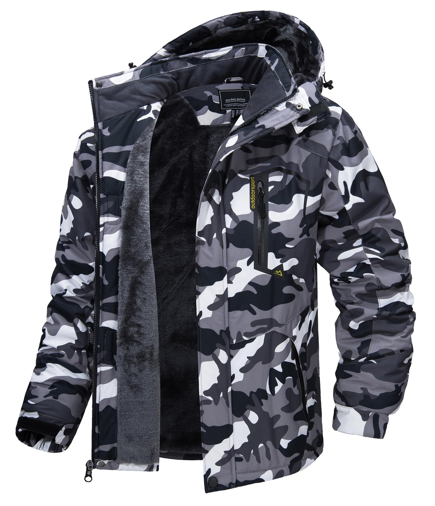 Wasserdichte Skijacke für den Winter, warme Fleecejacke für den Außenbereich, wasserabweisend, Windjacke, Kapuzenjacke, Übermantel | TJ153