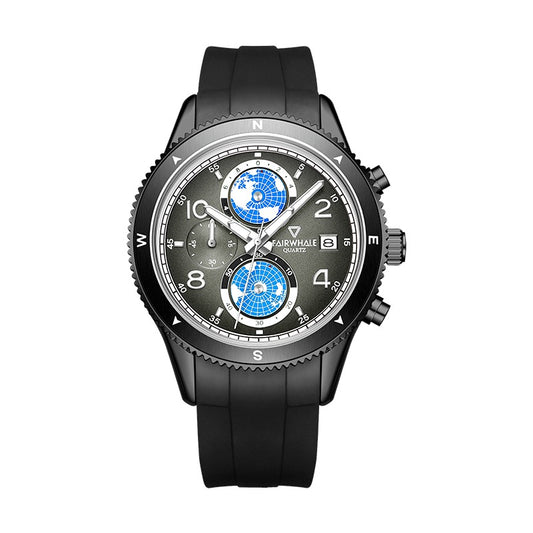 Luxus-Designer-Herrenuhr mit Silikonarmband, wasserdicht, leuchtend, Chronograph, Quarz | 5730