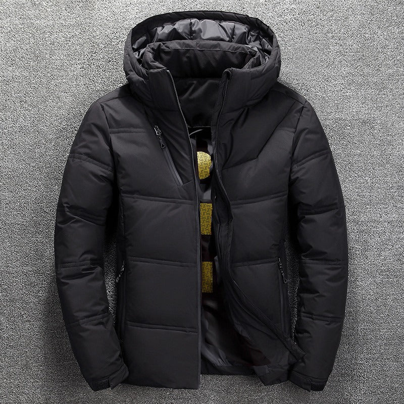 Herren Winter Warme Daunenjacke mit Kapuze, Mantel, Freizeitparkas, dicke weiße Entenjacke | 1897