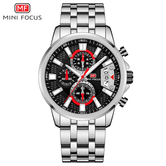 Herren Edelstahl Uhren Chronograph Uhr Luxus Leuchtende Quarz Armbanduhr | MF0352G