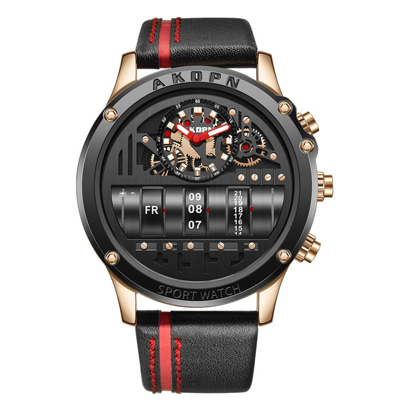 Herren Armbanduhren Militär Sport Quarz Einzigartige Drehdatum Lederarmbanduhr | A9022