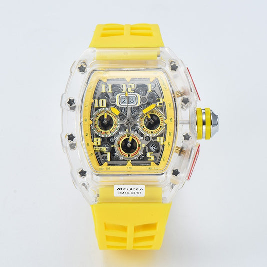 Herren Luxus Beste Sportuhr Transparentes Gehäuse Chronograph Neue Geschenkuhren |