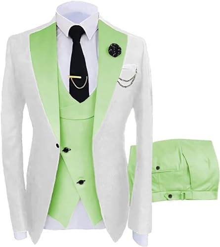 Herrenanzug, 3-teilig, maßgeschneidert, zweifarbig, für den Bräutigam, Hochzeit, Slim Fit, Blazer, Jacke, Weste, Hose, Smoking | LR908