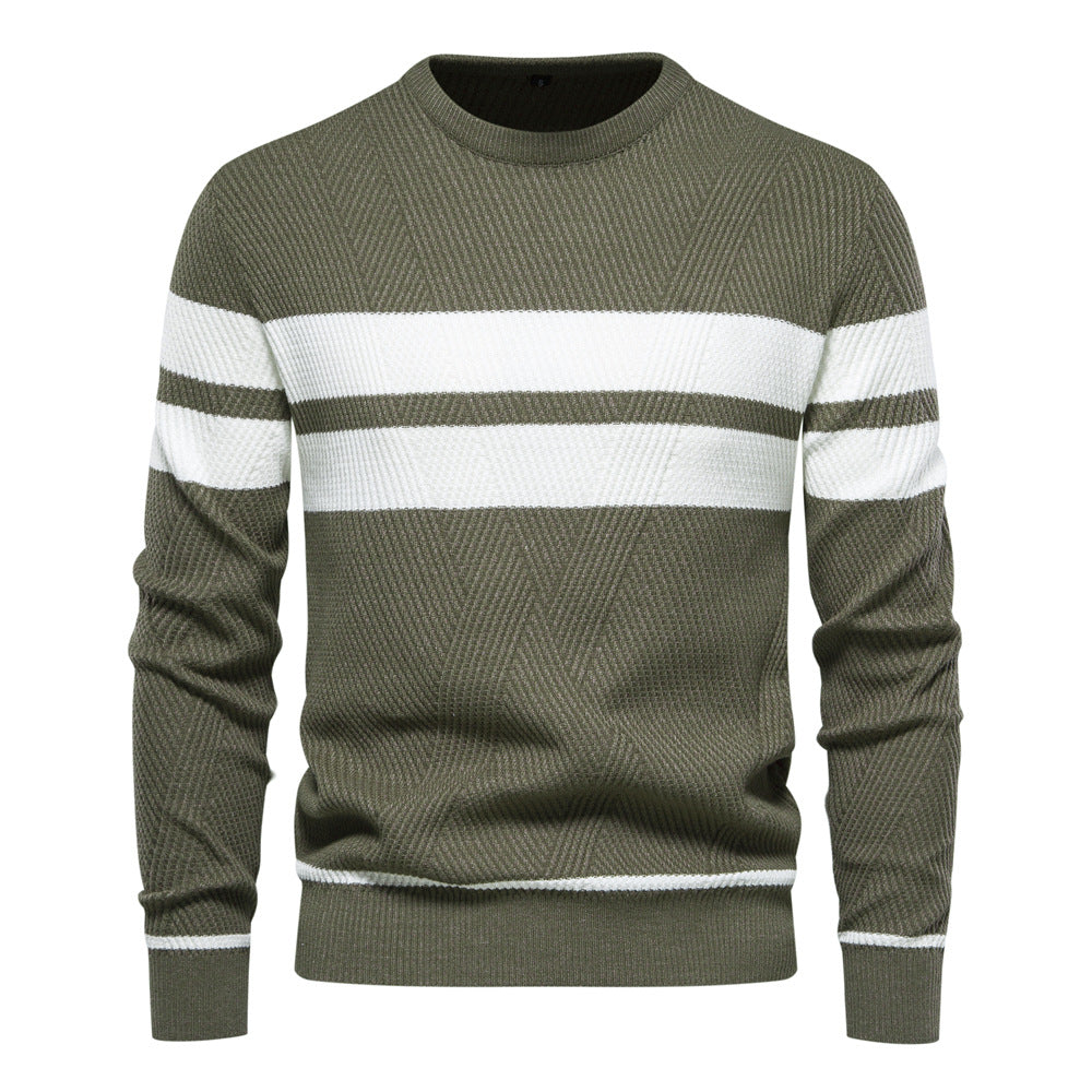 Herren O-Ausschnitt Patchwork Langarm Warm Slim Casual Fashion Pullover | 207